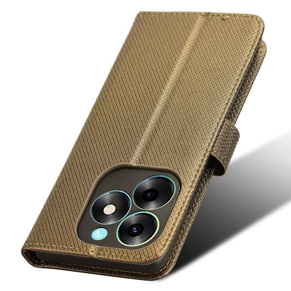 För Itel S23+ S681l Case Plånbok Pu Läderställ Diamond Texture Cover Brown