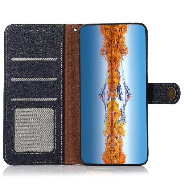 Flip Case Sony Xperia 5 V Rfid estävälle lehmän nahkatelineelle lompakko puhelimen cover Blue