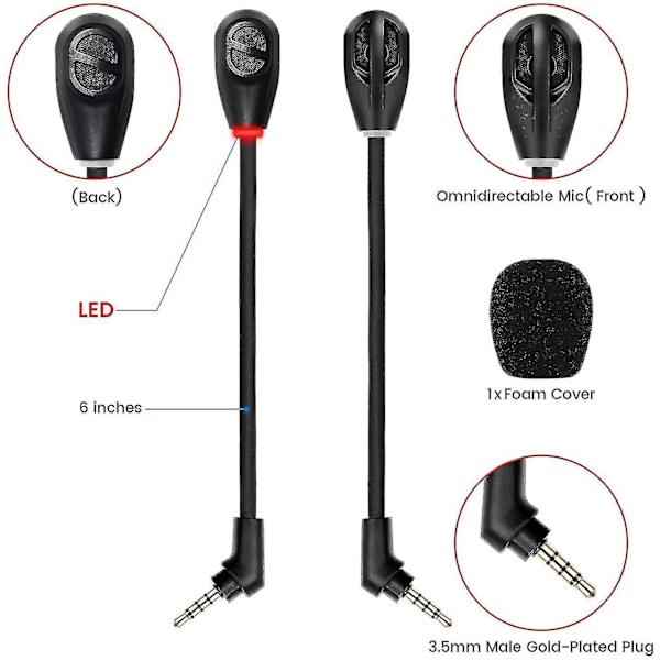 Jsir 3,5 mm erstatningsmikrofon kompatibel med Hyperx Cloud Flight/ Flight S Jsir