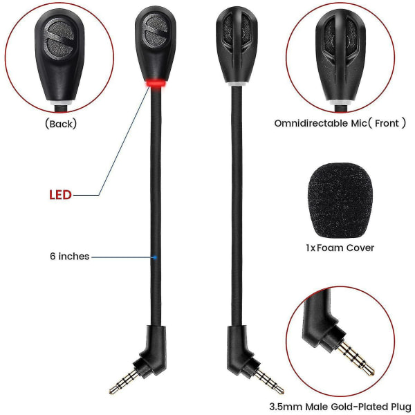 Jsir 3,5 mm utbytesmikrofon kompatibel med Hyperx Cloud Flight/ Flight S Jsir
