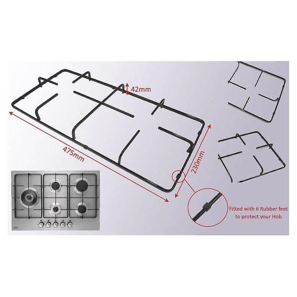 Komfur Gas kogeplade Støttestativ 230 mm x 475 mm Pakke med 2