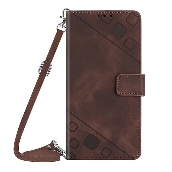 Etui til Iphone 13 Mini med lang hals lanyard Læder Flip Wallet Cover Kompatibel med Iphone 13 Mini Case Brown