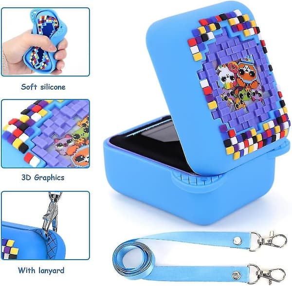 Case för Bitzees Interactive Digital Pet Toy Protective Hud Sleeve with Lanyard for Bitzee Virtual Electronic Pets Accessories Blue