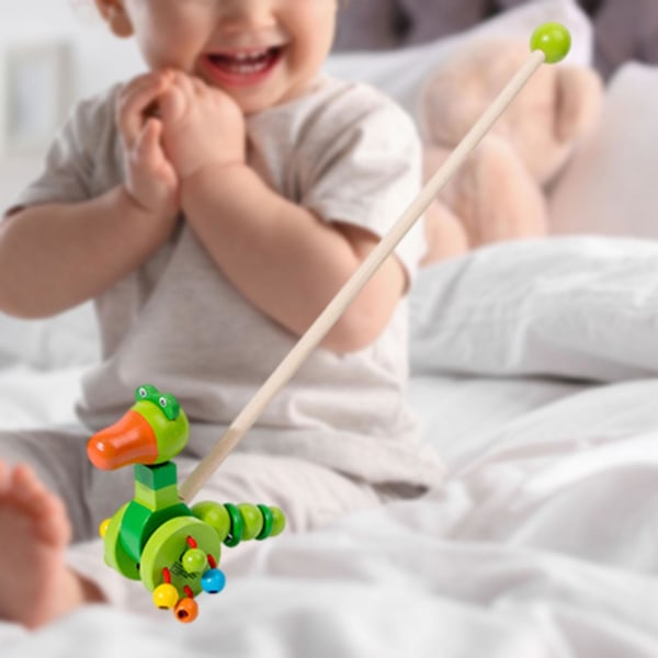 Træ Push Along Walking Legetøj, Småbørn Push Toy, Træ Børn Walking, Walking Småbørns Legetøj til indendørs kravle Caterpillar Multi