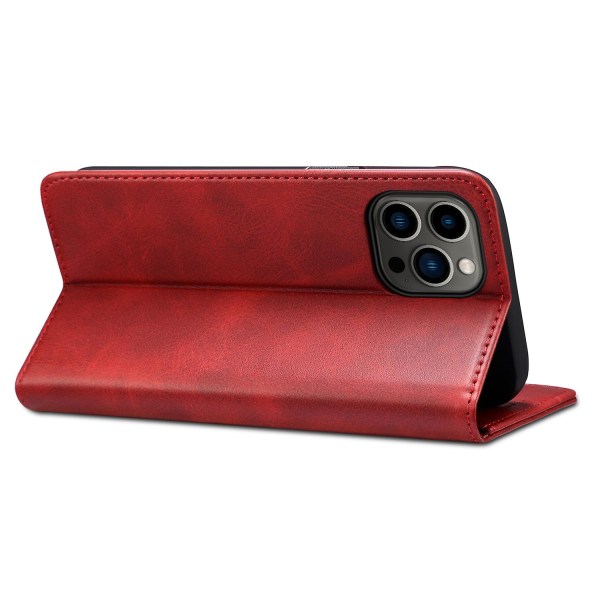 SUTENI til iPhone 15 Pro Lædertelefonetui Calf Texture Wallet Stand Red