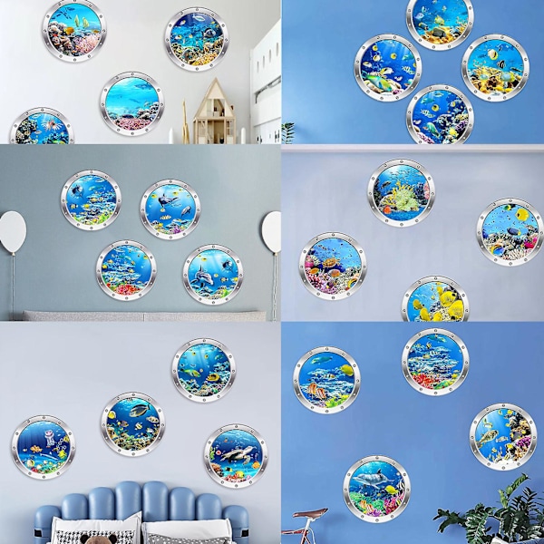 4cps 3d koøje undervands vægklistermærker Badeværelse Sea Life Animal Decal Vinyl plakat, 100% ny D