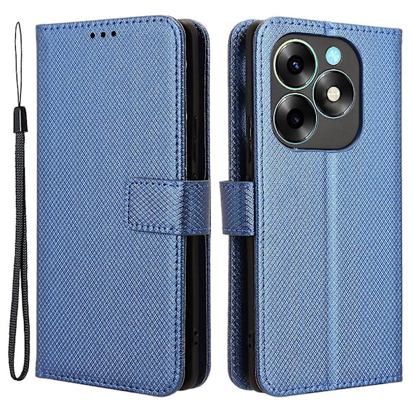 Til Itel S23+ S681l Taske Pung Pu Læder Stand Diamond Texture Telefon Cover Blue
