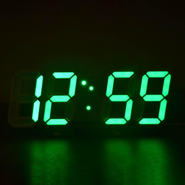 Led digital klocka Väggdeko Glödande nattläge Justerbar elektronisk bordsklocka Väggklocka Dekoration Vardagsrum LED-klocka Green