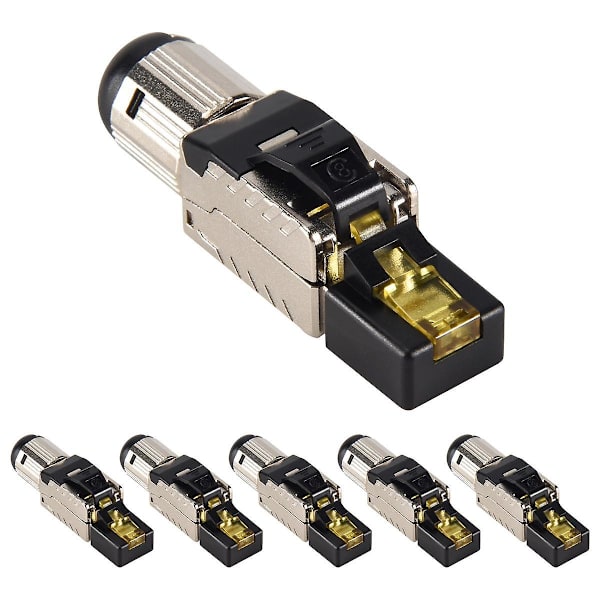 6-Pack Værktøjsfri afskærmet RJ45 Cat 8, Cat8 felttermineringsstik, Cat8 stik, Cat8 stik as shown