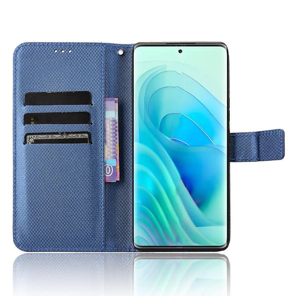 För Itel S23+ S681l Case Plånbok Pu Läderställ Diamond Texture Cover Blue