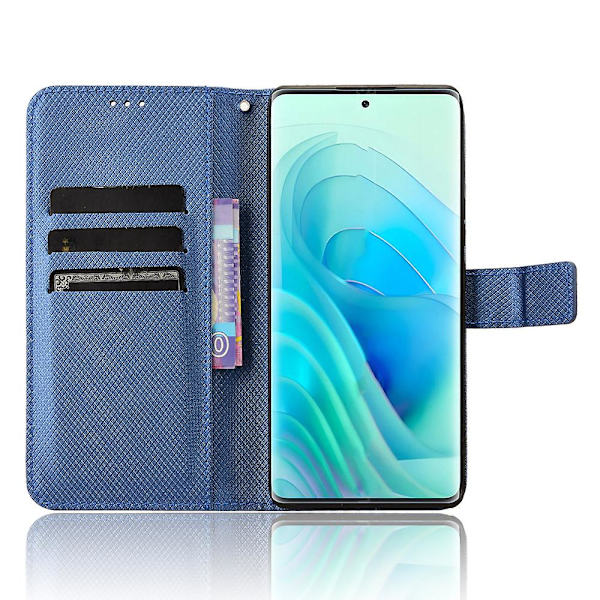 Til Itel S23+ S681l Taske Pung Pu Læder Stand Diamond Texture Telefon Cover Blue