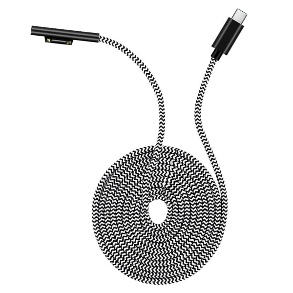 1,8 m USB Typ-c power adapter 15v 3a Pd snabbladdningskabel för Microsoft- Surface Pro 3 4 5 6 7 Black White