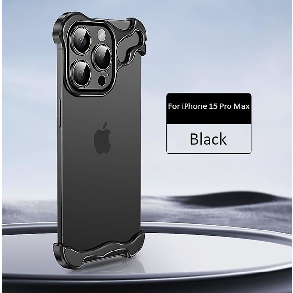 Metallirunkoinen case Iphone 15 Pro Max -puhelimelle, Creative Military Anti-Drop Minimalist cover , yhteensopiva Magsafen kanssa Black For iPhone 15 Pro Max
