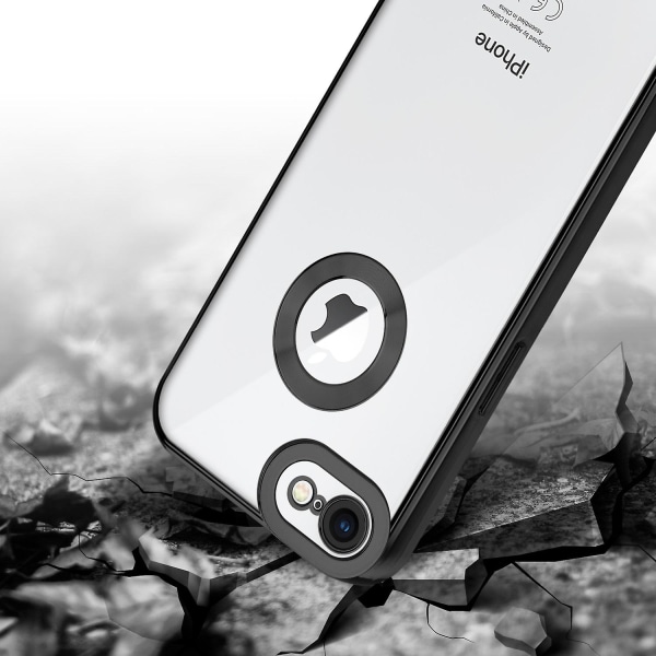 iPhone 7 / 7S / 8 / SE 2020 Hülle Handy Cover TPU case - Chrome Look mit Kameraschutz Transparent - Black iPhone 7/7S/8/SE 2020