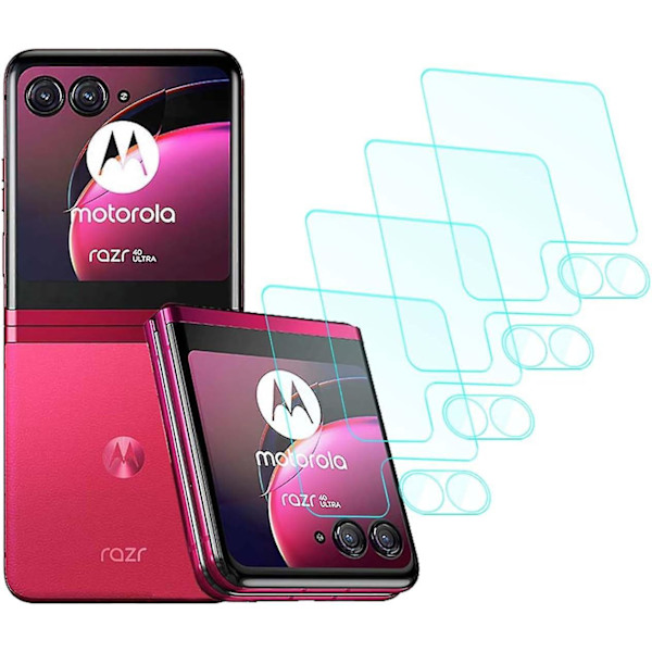 Set för Motorola Razr 40 Ultra Bakskärm och kameralins, baksida i härdat glas Hd anti-scratch Skydd Slim 4 Set A