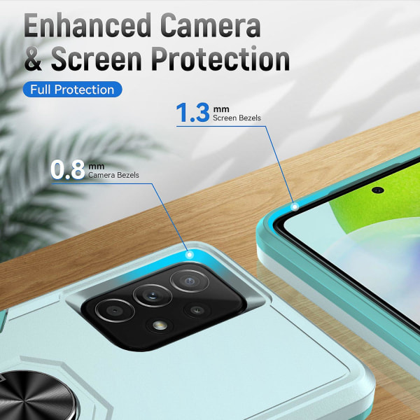 För Samsung Galaxy A52 4g/5g/a52s 5g Defender Series Välskyddad Pc + Tpu cover Rotary Ring Kickstand Case Green Green