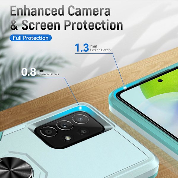 För Samsung Galaxy A52 4g/5g/a52s 5g Defender Series Välskyddad Pc + Tpu cover Rotary Ring Kickstand Case Green Green