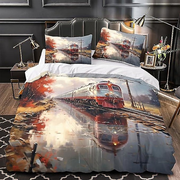 Sarjakuvajuna 3D printed Anime-juna vuodevaatteet set Peittopäälliset Cover Cover tyynyliinoilla 140x210cm