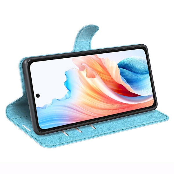 Til Oppo A79 5G etui Magnetic Litchi Texture Mobiltelefoncover med pung og stativ Blue Style E Oppo A79 5G