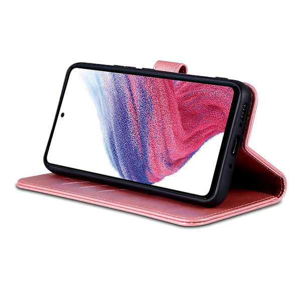 För Samsung Galaxy A55 5G Läderfodral Case Cover Magnetlås Rose Gold