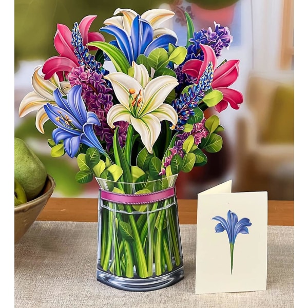 Ponnahduskortit, 12 tuuman Life Sized Forever -kukkakimppu 3D Popup -onnittelukortit muistikortilla ja kirjekuorella lily