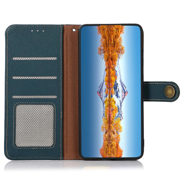 Flip case för Sony Xperia 5 V Rfid Blocking Cow Läder Stand Plånbok Cover Green
