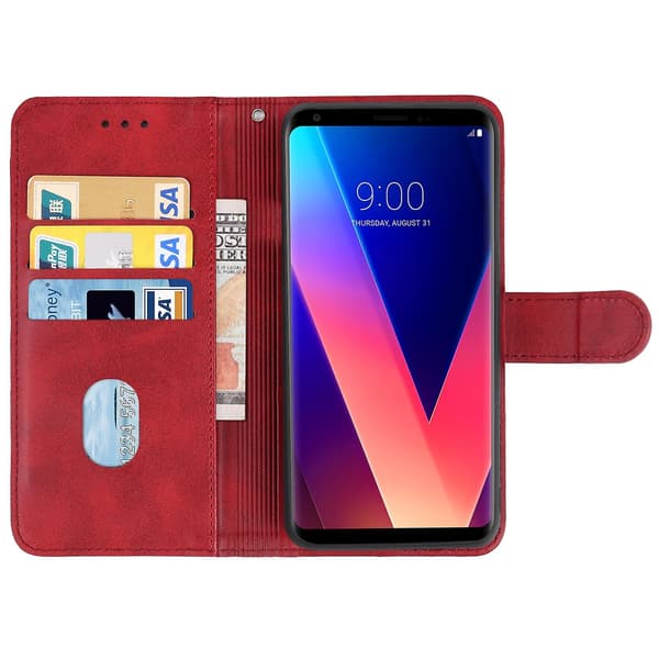 Lædertelefontaske til Lg V30+ Red