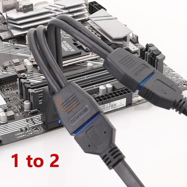 Usb 3.0 Header forlængerkabel, 19/20 ben 1 til 2 Y splitter forlængeradapter