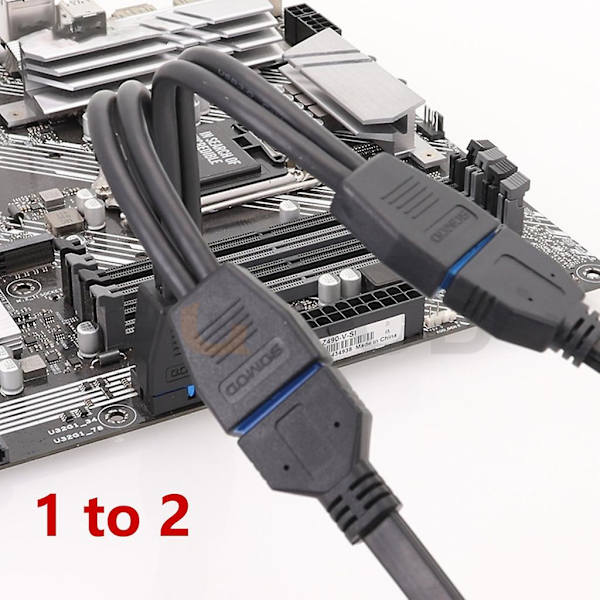 USB 3.0 Header jatkokaapeli, 19/20 Pin 1 - 2 Y Splitter jatkosovitin