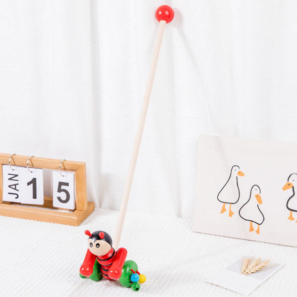 Træ Push Along Walking Legetøj, Småbørn Push Toy, Træ Børn Walking, Walking Småbørns Legetøj til indendørs kravle bee Multi
