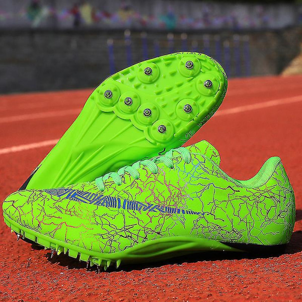 Herre atletiksko Spikes Track Race Jumping Sneakers Professionelle Running Nail Spikes Sko Hj259 Green 43