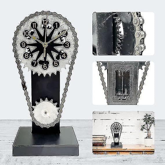 Steampunk-kello Movement Gearsillä Home Decor Pyörivä hammaskello ORANGE