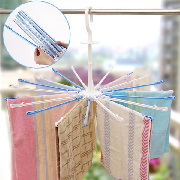 Sateenvarjon muotoinen 20 klipsien pyörivä pyyheteline Kotitalouksien tuulenpitävä pyyhekuivausteline vaatteiden kuivaamiseen Small