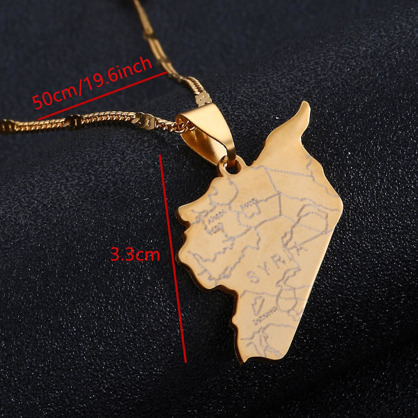 Ruostumaton teräs Syyrian kartta lippu riipus kaulakorut muoti syyrialaiset kartta korut Black Gun Plated