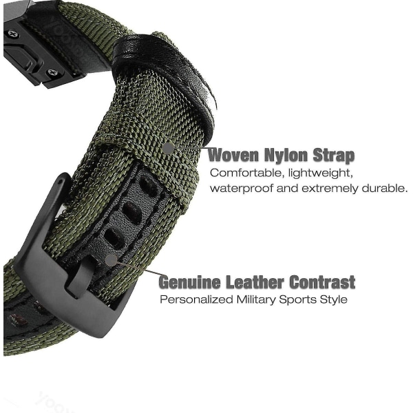 22 mm nylonstrop er velegnet til Garmin Fenix ​​5/fenix 6 (grøn)