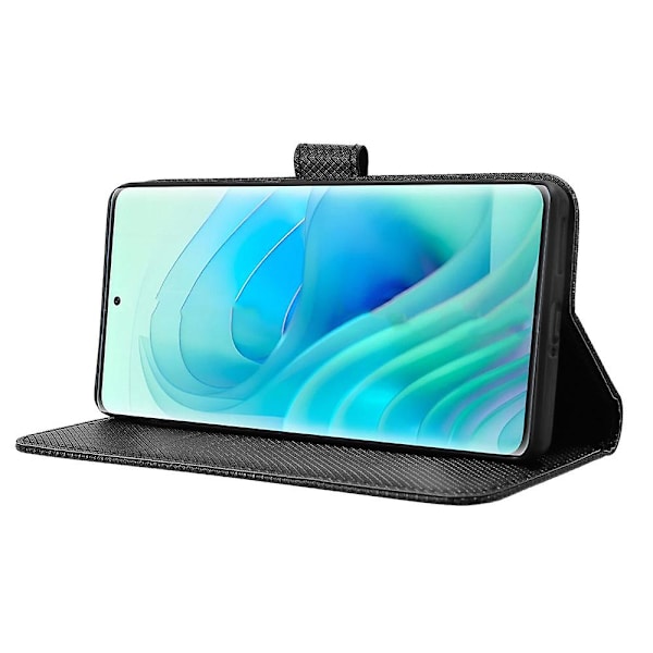 Til Itel S23+ S681l Taske Pung Pu Læder Stand Diamond Texture Telefon Cover Black