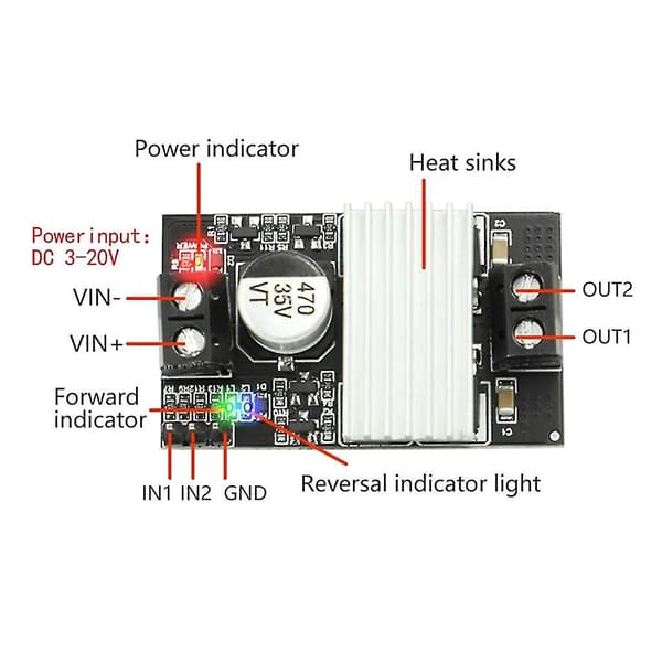 DC Motor Driver, Motor Speed ​​Controller DC 3-20v 15a Pwm Motor Regulator Board