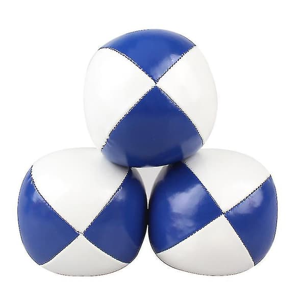 3 Stk Jongleringsbold Sæt Panel Læder Professionel Jonglørbold Til Begynder Kid Voksen Blue and White