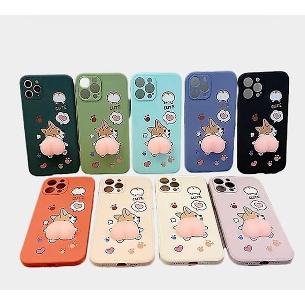 Söt 3D Cartoon Peach Corgi phone case för iPhone 14 Pro Max/13/12/11/SE/XR/XS/X/8Plus/7/6S Red iPhone13Pro Max
