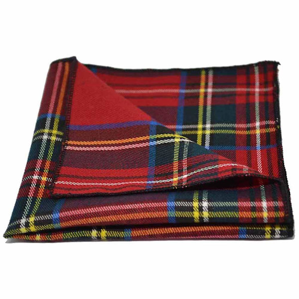 Perinteinen Red Tartan Check Pocket Square