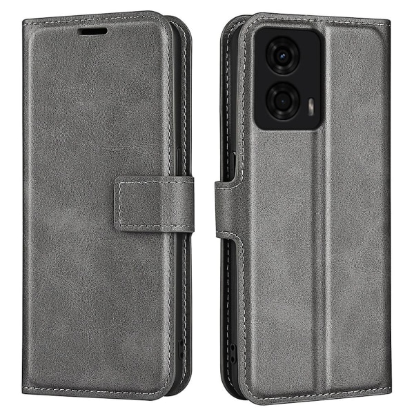 För Motorola Moto G24 4G magnetiskt phone case PU- cover Grey