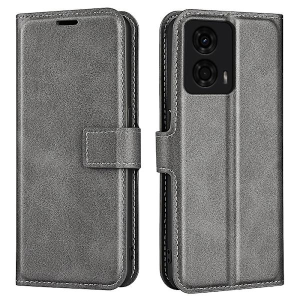 Til Motorola Moto G24 4G magnetisk telefontaske PU Læder Pung Style Cover Grey
