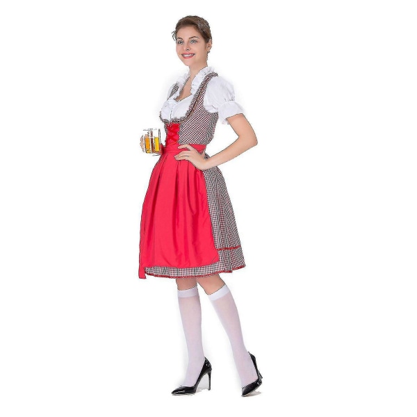 Myydyin naisten Oktoberfest-asu Saksalainen Dirndl-mekko-asumekko Baijerin karnevaalibileet 50 % tarjous-i Red 2XL
