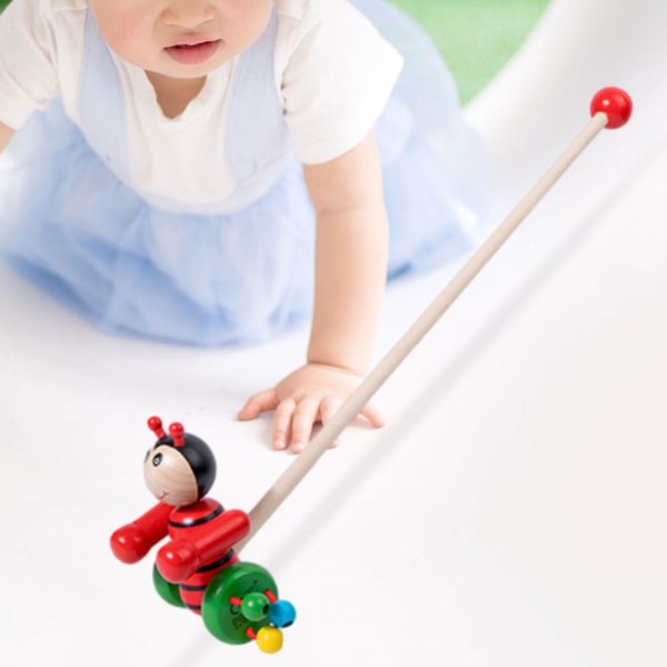 Træ Push Along Walking Legetøj, Småbørn Push Toy, Træ Børn Walking, Walking Småbørns Legetøj til indendørs kravle bee Multi