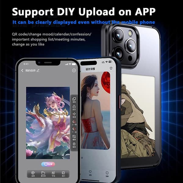 E Ink Cover iPhone 15 Pro Max NFC:lle Mukauta puhelimesi Black iphone 15 pro max