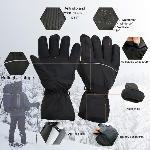 Opvarmede handsker, vinter elvarme termiske handsker til udendørs  campingvandring Jagtvarmer Black 3eac | Black | Fyndiq