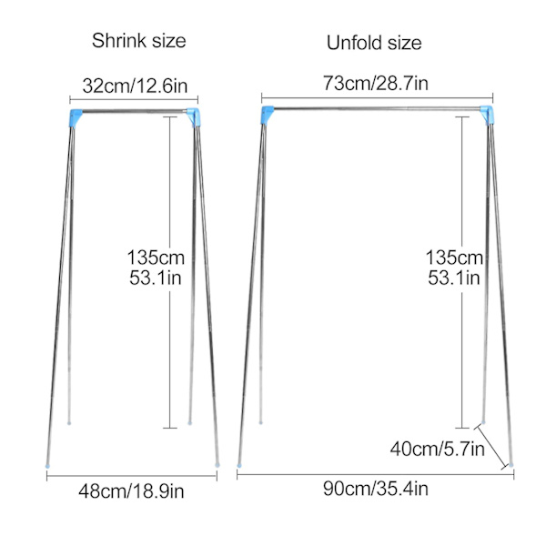 Bärbart klädställ, mini hopfällbart torkställ för resor, camping, tvätt, dans, inomhus, utomhus 53.1*28.7In