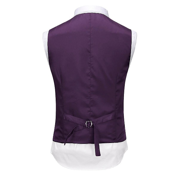 Herredragt til bryllupsfest Middag 3-delt Business Suit Blazer Vest Bukser 9 farver Purple 2XL