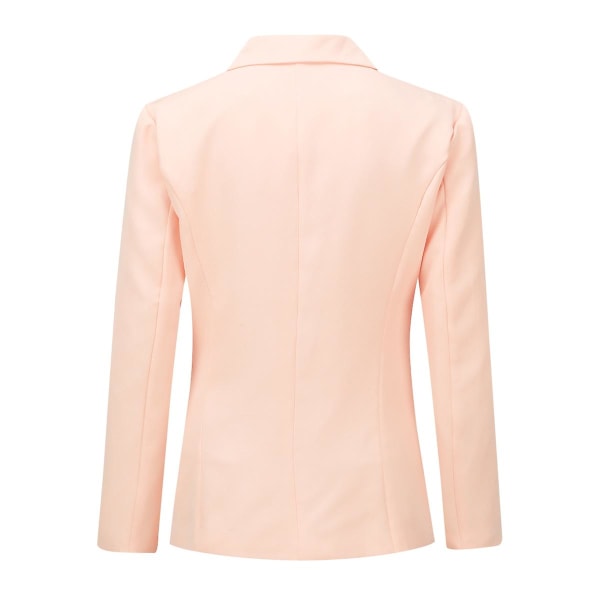 Yynuda 2-delt Slim Fit ensfarvet forretningsdragt til kvinder (blazer+bukser) Light Pink L