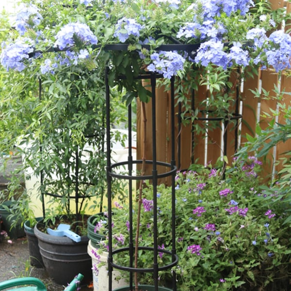 Havearbejde Paraplyformet blomsterholder Klatrestativ Havegitter til klatreplanter og blomster Black 11*72.7In